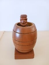 Naughty Naked Man in a Barrel Whimsical Carved Wood Figurine/Adult Entertainment picture