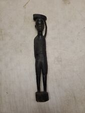 VNT Hand Carved Tribal Art Sculpture Figure African Man Bag On Head 14.5
