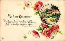 VTG EMBOSSED Postcard- MY BEST GREETINGS, THE THINGS THAT MAKE LIFE  1910 UnPost picture