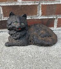 Antique Cast Iron Cat Doorstop - Heavyweight Cast Iron Cat Laying Down Stopper R picture