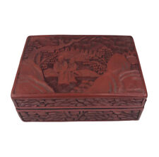 Vintage Cinnabar Laqcured Wood Asian Trinket Box picture