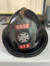 Vintage Cairns & Brother Metal Black Fireman's Helmet With Badge Hose BFD picture