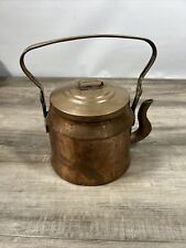 Antique Hand Hammered Copper Farmhouse Kettle Very Old Shelf c1 picture