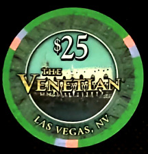 The Venetian Casino $25.00 Poker Chip Las Vegas Nevada Green Purple Pink picture