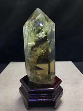 1.43lb Natural Citrine Quartz Crystal Obelisk Quartz Point Reiki Healing +Stand picture