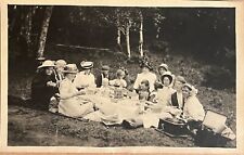 RPPC People on Picnic with Crank Phonograph Antique Real Photo Postcard c1910 picture