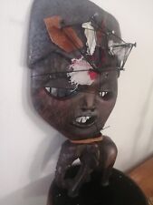Antique African Wood  Nkisi power Statue, Rare Historical Artifact, African Nail picture