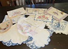 Vintage Linen Lot 11 PCs Mixed Embroidered Crochet, Runners Cross Stitch picture
