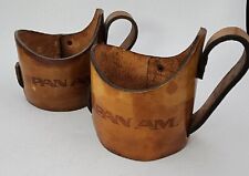 2 Pan Am Airlines Vintage  LEATHER Coffee Cup Holder Mug picture