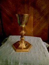VINTAGE GOLD PLATED GOTHIC STYLE CHALICE WITH STERLING SILVER CUP IS E1982 picture