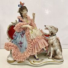 Aelteste Volkstedter Dresden Figurine “Lady with the Dog” Germany Borzoi picture