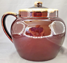 Vintage Pfaltzgraff Stoneware Bean Pot Cookie Jar Brown Drip Glaze Handle & Lid picture