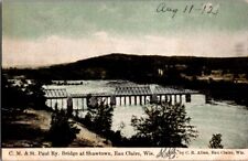 Postcard C.M. & St. Paul Railroad Bridge Shawtown Eau Claire WI Wisconsin  F-333 picture