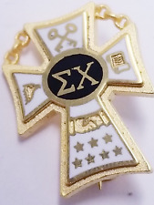 Sigma Chi Fraternity Enamel Pin - Gold Tone Sterling Silver 3.6gTW picture