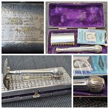 ABC Pocket King Gillette Edition Patent 1900's Silver Metal Gillette Shaver.  picture
