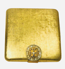 AVON Ladies Powder Compact Gold -Toned with Unique Rhinestone Clasp #116 picture