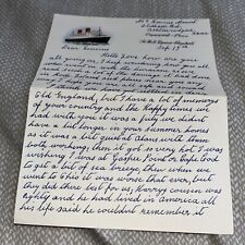 Vintage Letter on Cunard Line Ship R M S Queen Elizabeth Stationary Letterhead picture