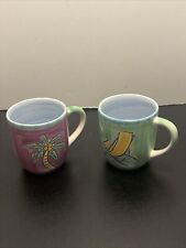 Bella Ceramica Hand Painted Palm Tree/ Chair Coffee Mug 12 oz lot of 2 beach picture