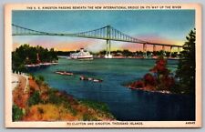 Thousand Islands Ontario Canada International Bridge Scenic Linen Postcard picture