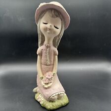 Vintage Paper Mache Bank Mod 60s 70s Kitsch MCM  Girl With Flowers Hat 11” Adorb picture