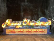 Vintage Merry Christmas Light Up And Animated Electric Sign TESTED ✅ FREE 🚢 picture