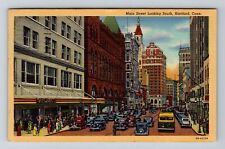 Hartford CT-Connecticut, Main Street Looking South, c1945 Vintage Postcard picture