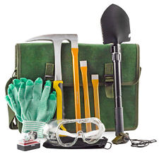 Rockhound & Rock Mining Kit Deluxe 15pc Gift Set, Hammer, Chisels, Musette Bag picture