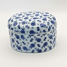 Vintage I.W. Rice & Co. Inc. Blue & White Floral Small Lidded Dish picture