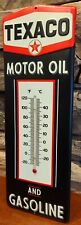 NEW Vintage Style Texaco Motor Oil and Gasoline Metal Thermometer Embossed 15