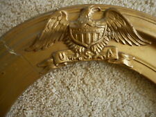 Antique Gold Gilded Oval Frame Eagle USA No glass Military American Flag 1900s ? picture