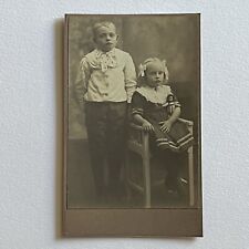 Antique CDV Photograph Adorable Children Brother & Sister With Small Doll picture