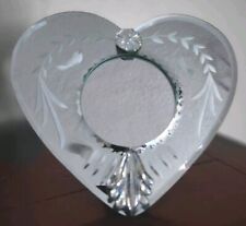 Heart Shaped Mirrored Etched Look Frame Bird And Floral Design picture