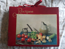 VINTAGE RETRO 1950'S RED FAUX LEATHER RECIPE FILE--WITH RIBBON CLOSURE picture