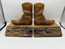 Vintage Myrtlewood Cowboy Boots Hand Carved Bookends picture