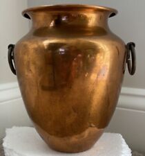 Vtg Revere Rome NY Solid Copper Urn Jar Vase Brass Ring Handle Utensil Container picture