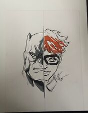 Batman/Robin 9x12 Original Sketch by Eddie Nunez w COA picture