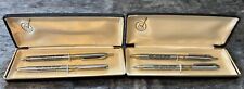 2 Vintage 60s MCM Silver Everglide Pen Mechanical Pencil Set Advertising Office picture