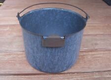 Antique Wrought Iron Range Blue Gray Enamel Coated Graniteware Stove Kettle Pot picture