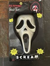 New Old Stock Vintage Fun World Bleeding Ghost Face Scream Mask 1997 picture