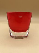 Vintage Krosno Glass Red Clear Oval Sommerso Small Vase 4.25” X 4” picture
