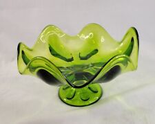 Vintage Viking Glass Epic 6 Petal Clamshell Scallop Edge Emerald Mid Century picture