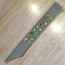 Vintage Boy Scouts of America Sash with 16 Badges & 3 Metal Badges Inc Star Rank picture