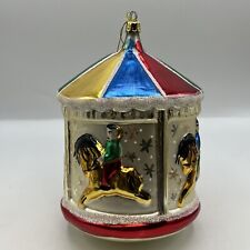 Erwin Eichhorn Large Carousel Horses Glass Ornament w Tag Limited Edition Signed picture