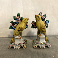2 Antique Samson Porcelain Yellow Birds with Flowers /Gold Anchor Mark - Rare picture