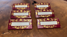 Vintage Hutschenreuther Dresden Burgundy Gold Gilt Hand painted Name Plate Set 6 picture