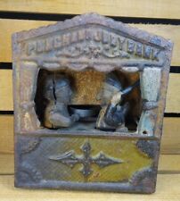 Vintage iron PUNCH AND JUDY Mechanical Coin Bank for restoration, photos & video picture
