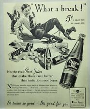 1937 Hires Root Beer Bottles What A Break Vtg Print Ad Man Cave Poster Art 30's picture