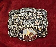 CHAMPION TROPHY BUCKLE TEAM ROPING PRO RODEO☆REPUBLIC OF TEXAS☆RARE☆R11 picture