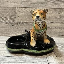 LYNN CHASE Jaguar Jungle Figurine Cushion 5.5x4.25x4” Votive Coin Trinket Dish picture