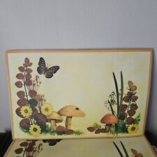 Vintage 6 Magic Mushroom Butterfly & Ladybug Reversible Plastic Placemats picture